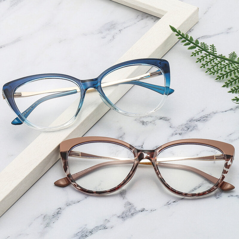Techsuit - Anti-Blue Light Glasses Reflex Metal (F5018-C8) - Cat Eye - Transparent Blue