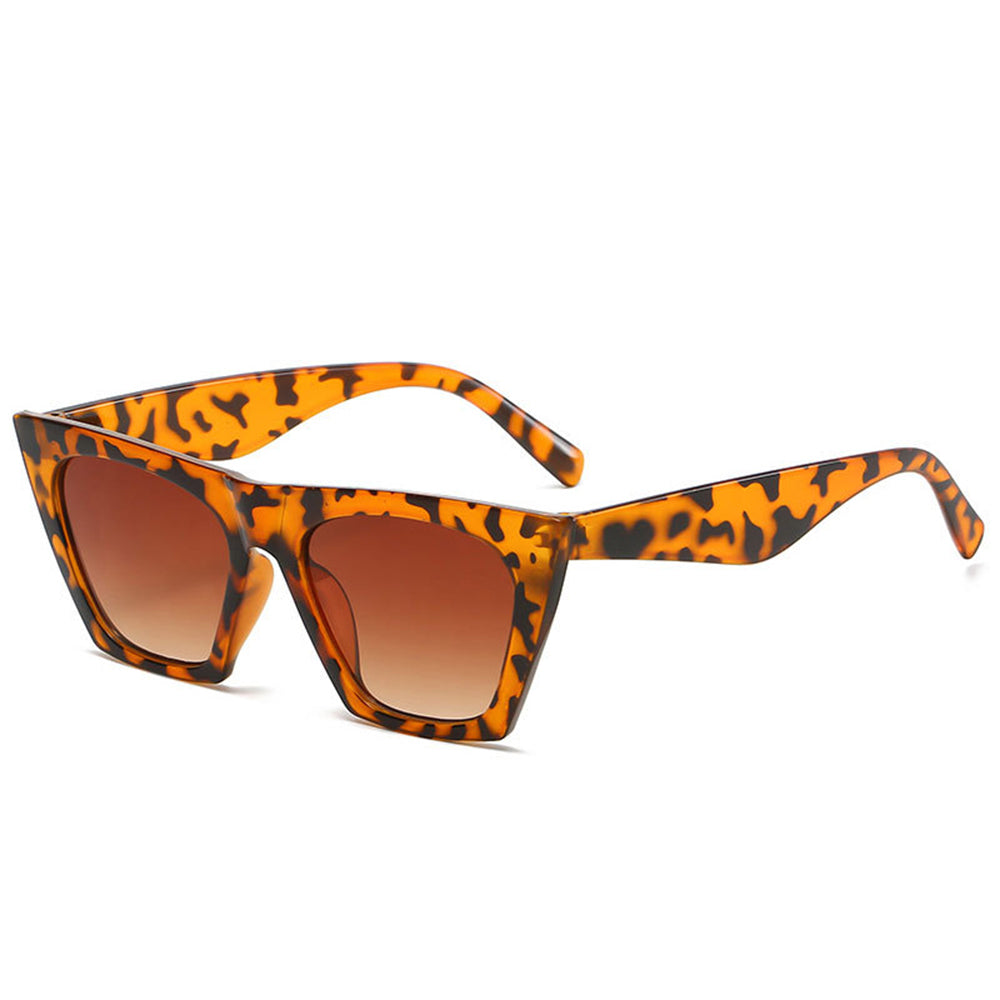 Techsuit - Sunglasses (5154) - for Women, PC Frame and Lens, Square - Leopard / Brown