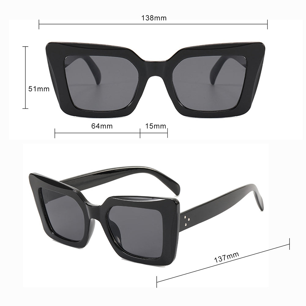 Techsuit - Sunglasses (5277) - for Women with PC Frame and Lens, Square Shape - Black / Gray
