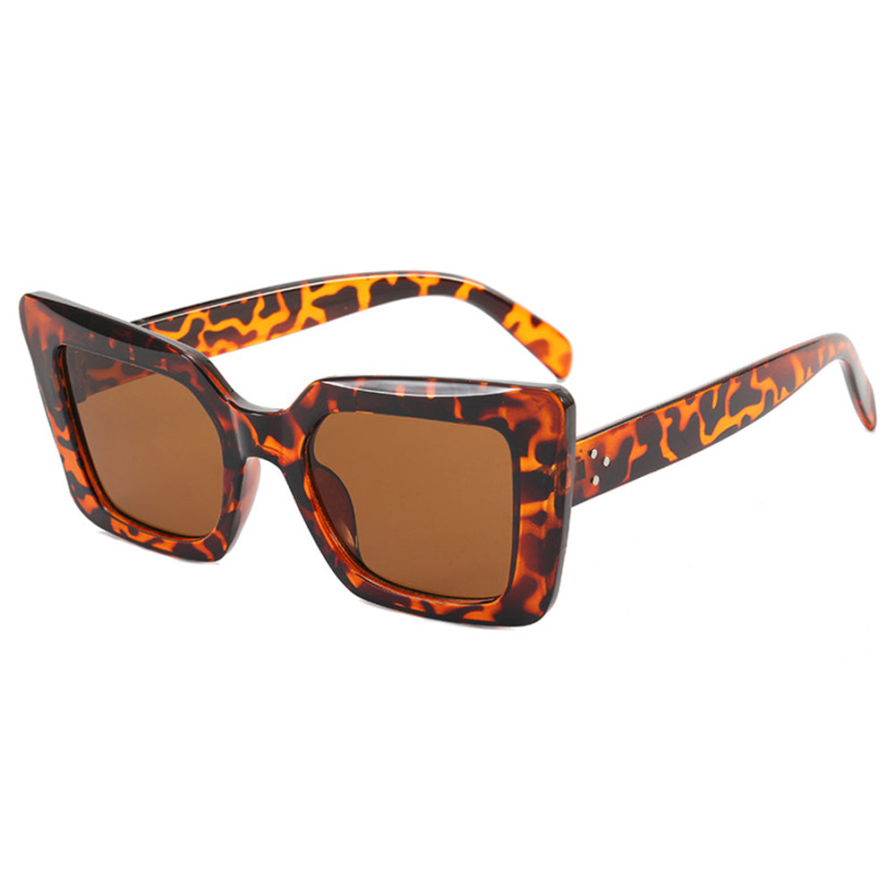 Techsuit - Sunglasses (5277) - for Women with PC Frame and Lens, Square Shape - Leopard / Brown