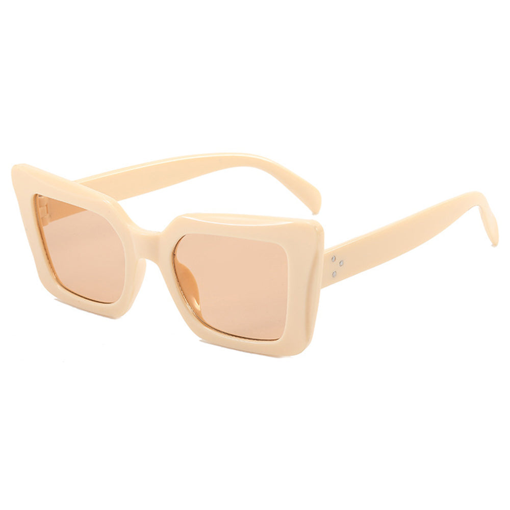 Techsuit - Sunglasses (5277) - for Women with PC Frame and Lens, Square Shape - Champagne / Brown