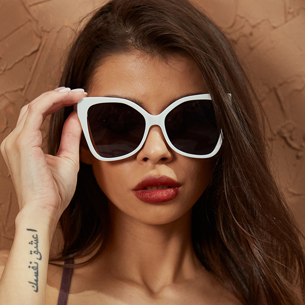 Techsuit - Sunglasses (5335) - for Women with PC Frame and Lens, Butterfly Shape - Black / Gray
