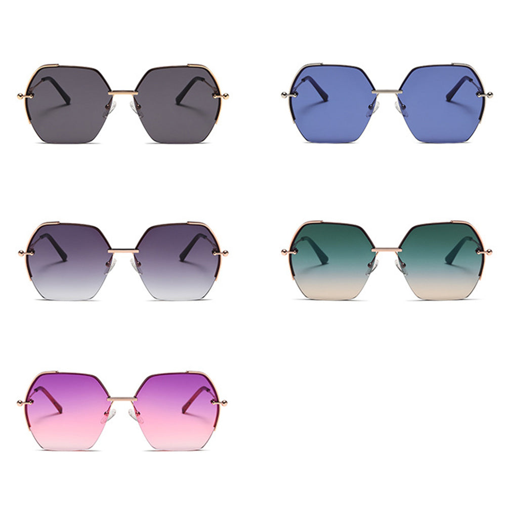 Techsuit - Sunglasses (8561) - for Women with Metal Frame and Nylon Lens, Hexagonal - Gold / Gray