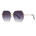 Techsuit - Sunglasses (8561) - for Women with Metal Frame and Nylon Lens, Hexagonal - Rose Gold / Gradient Gray