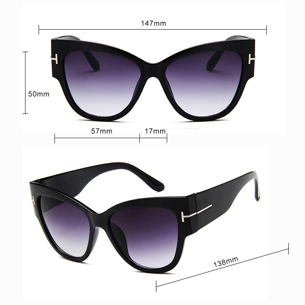 Techsuit - Sunglasses (9778) - for Women with PC Frame and Lens, Cat Eye - Black / Gradient Gray
