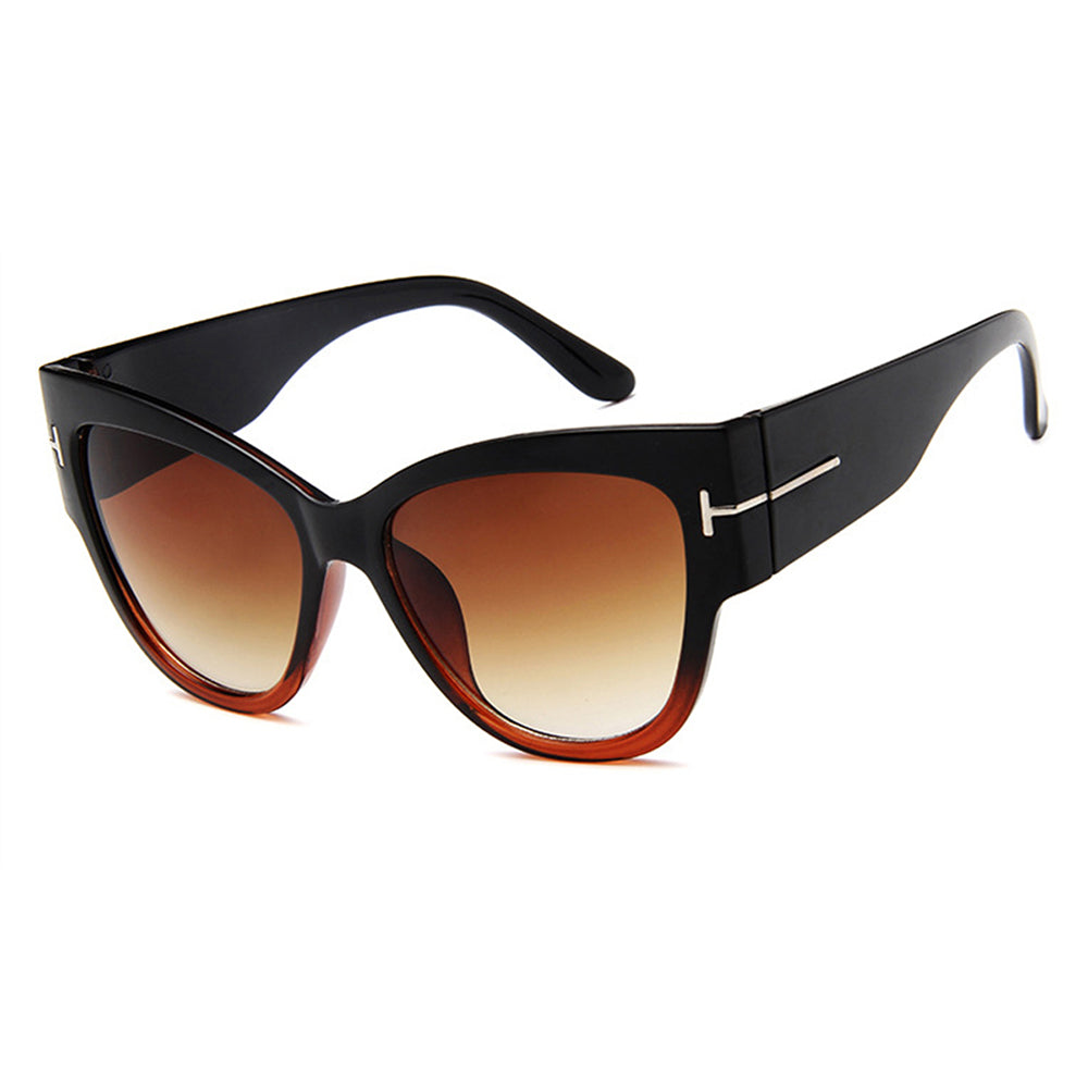 Techsuit - Sunglasses (9778) - for Women with PC Frame and Lens, Cat Eye - Black / Brown