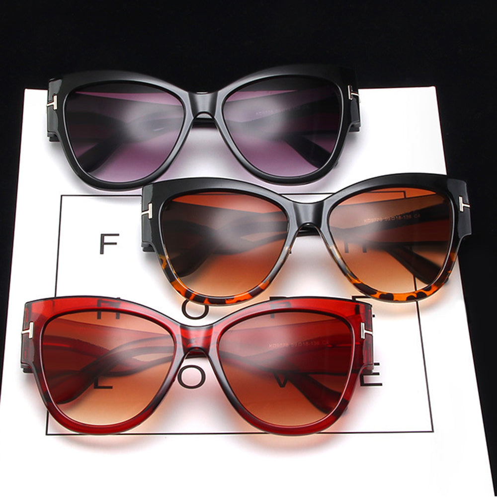 Techsuit - Sunglasses (9778) - for Women with PC Frame and Lens, Cat Eye - Black / Brown