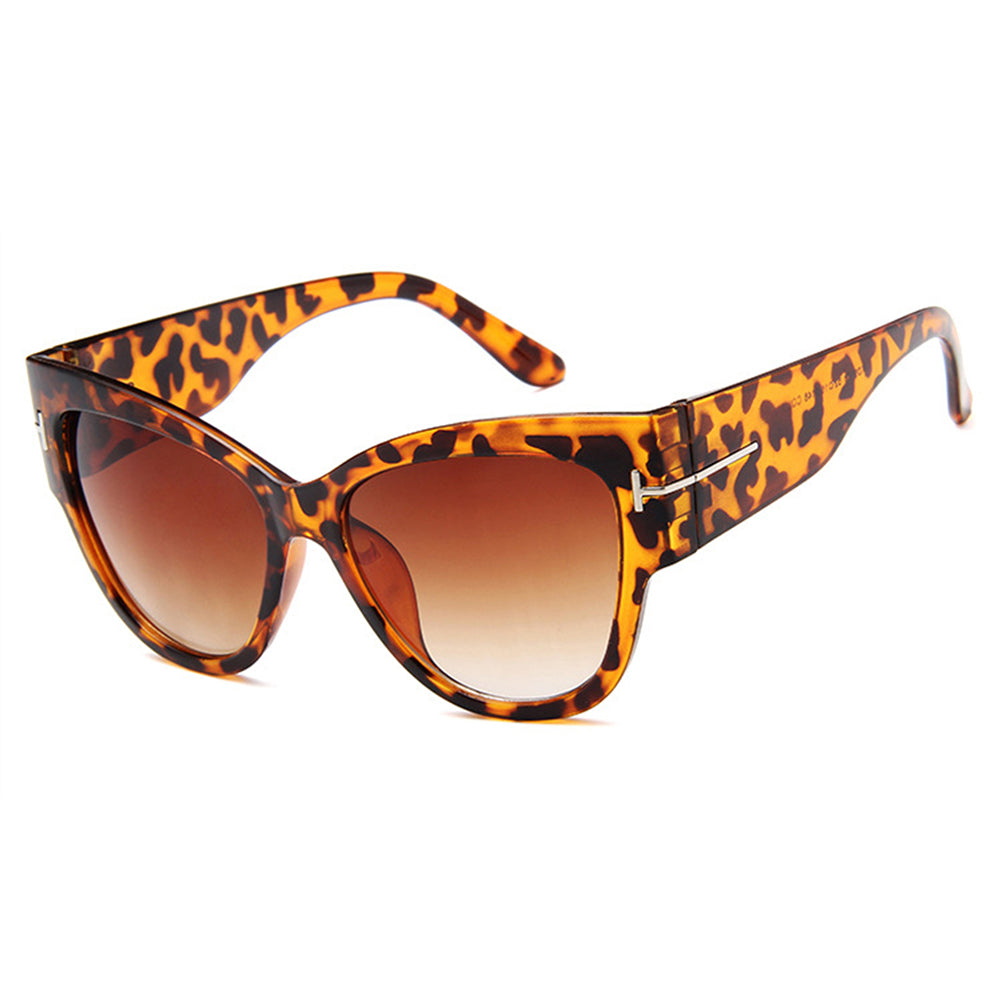 Techsuit - Sunglasses (9778) - for Women with PC Frame and Lens, Cat Eye - Leopard / Brown