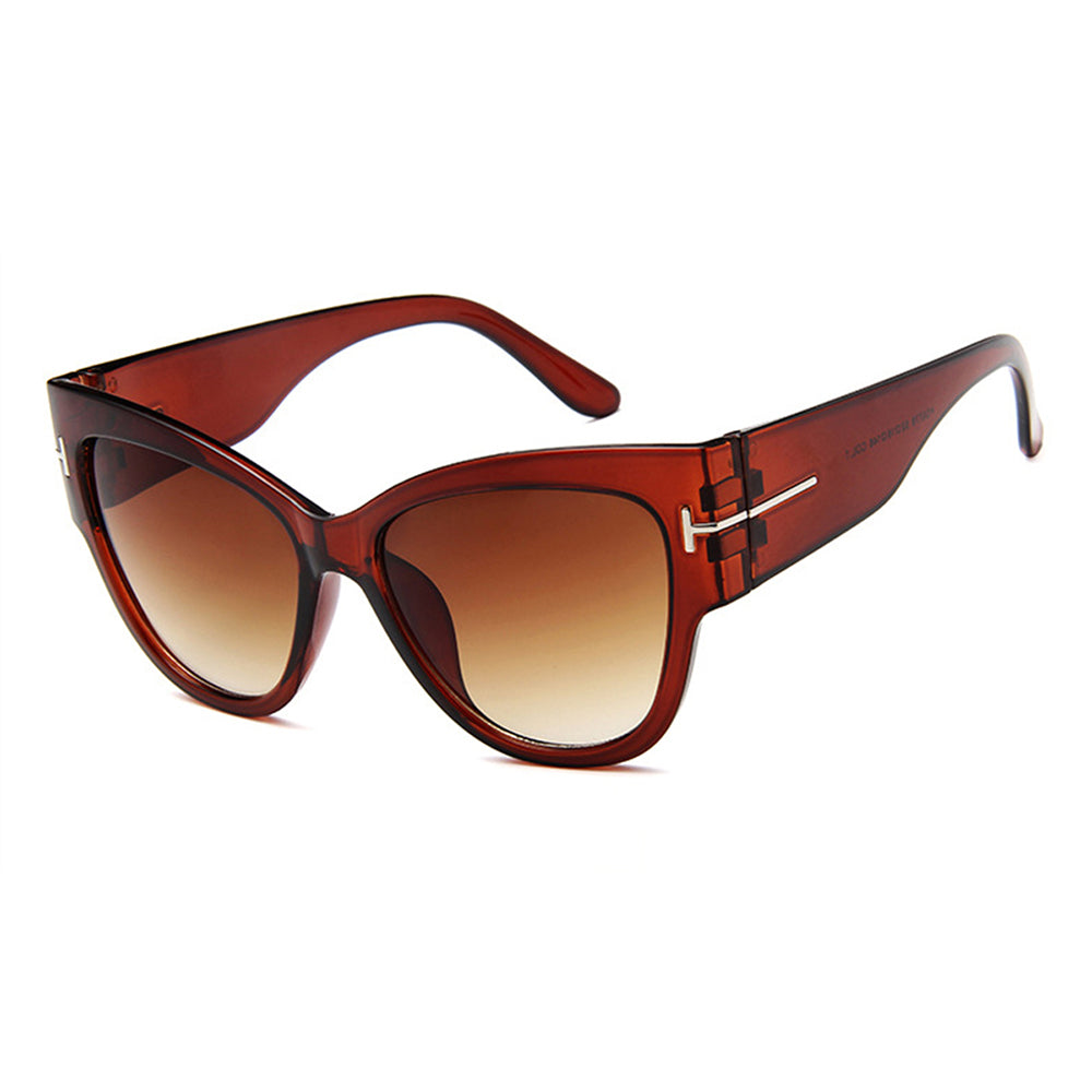 Techsuit - Sunglasses (9778) - for Women with PC Frame and Lens, Cat Eye - Brown