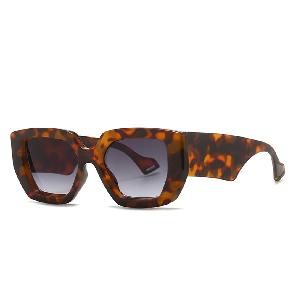 Techsuit - Sunglasses (86321) - for Women with PC Frame and Lens, Vintage - Leopard / Gradient Gray