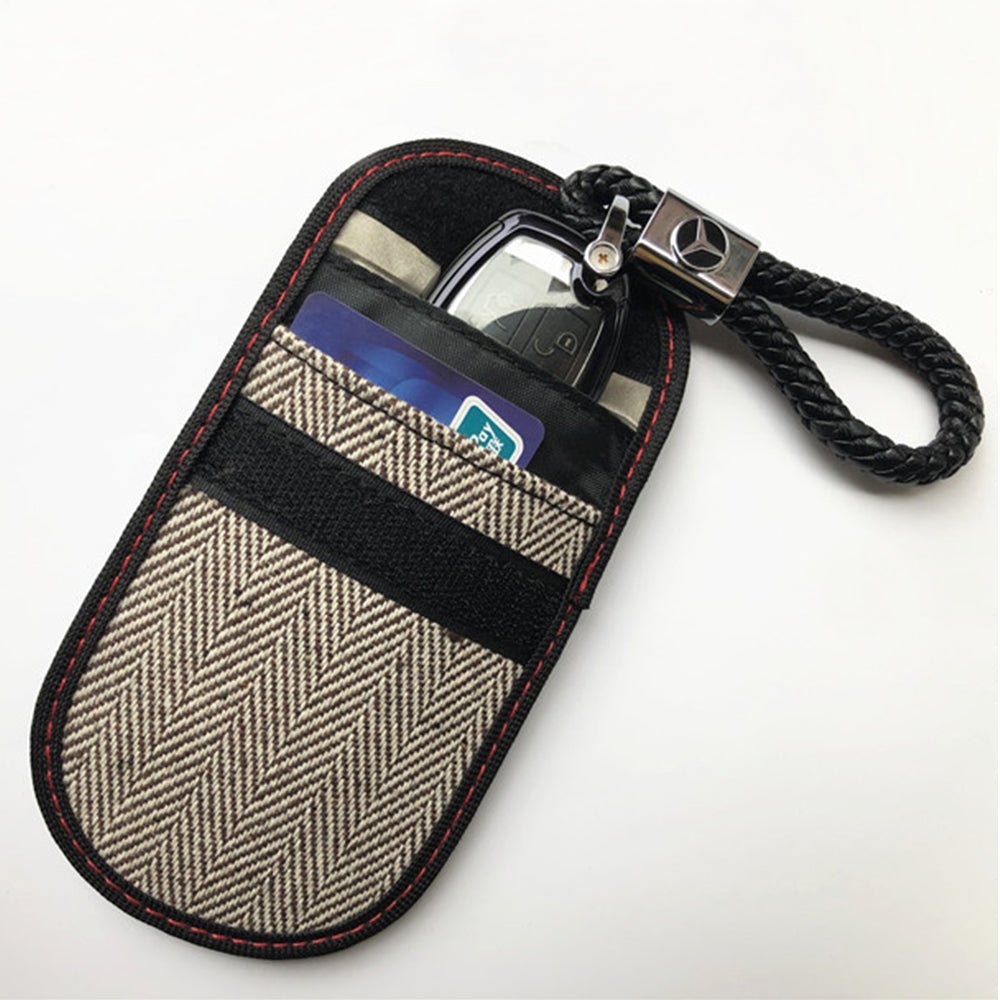 Techsuit - RFID Anti-Theft (AF1) - for Cards & Keys, Waterproof Leather, Metal Hybrid Fibre, EMF Blocker, 12.5x9 - Beige