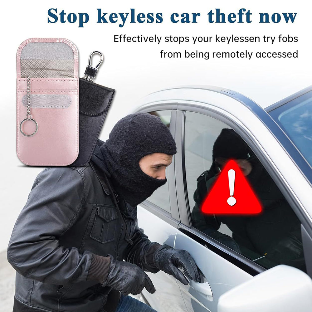 Techsuit - RFID Anti-Theft (AF2) - for Cards & Keys, PU Leather, EMF Blocker - Pink