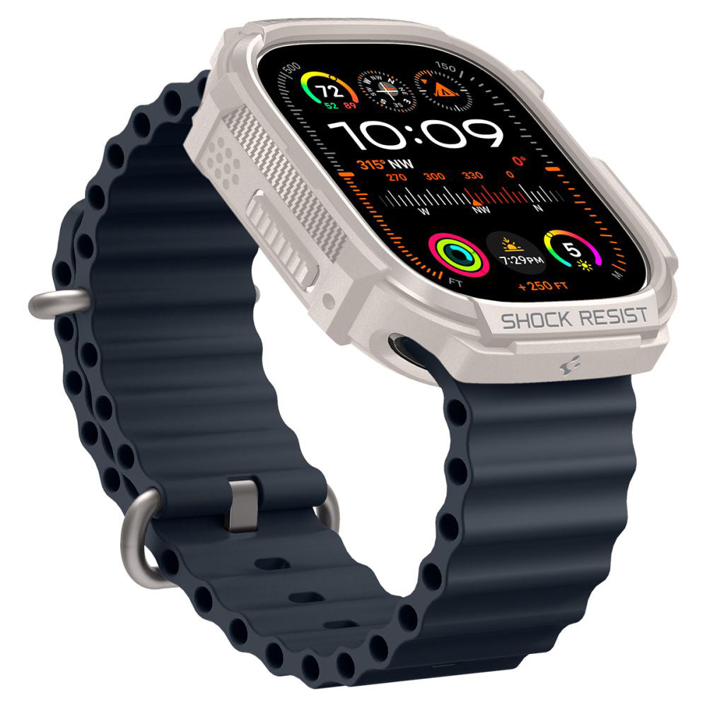 Spigen Accesoriu smartwatch Spigen Rugged Armor (ACS07381) compatibil cu Apple Watch Ultra / Ultra 2 / Ultra 3, Dune Bei