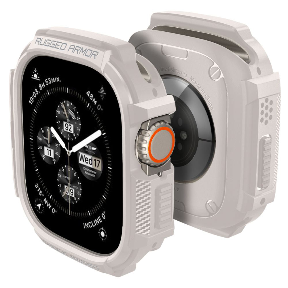 Spigen Accesoriu smartwatch Spigen Rugged Armor (ACS07381) compatibil cu Apple Watch Ultra / Ultra 2 / Ultra 3, Dune Bei