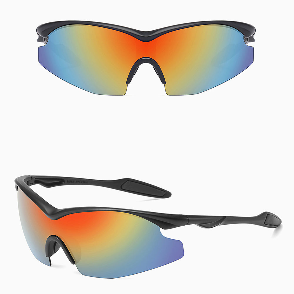 Techsuit - Bike Glasses (1806) - for Cycling and Sport Outdoor Activities, with UV Protection, Unisex - Black / Orange Y