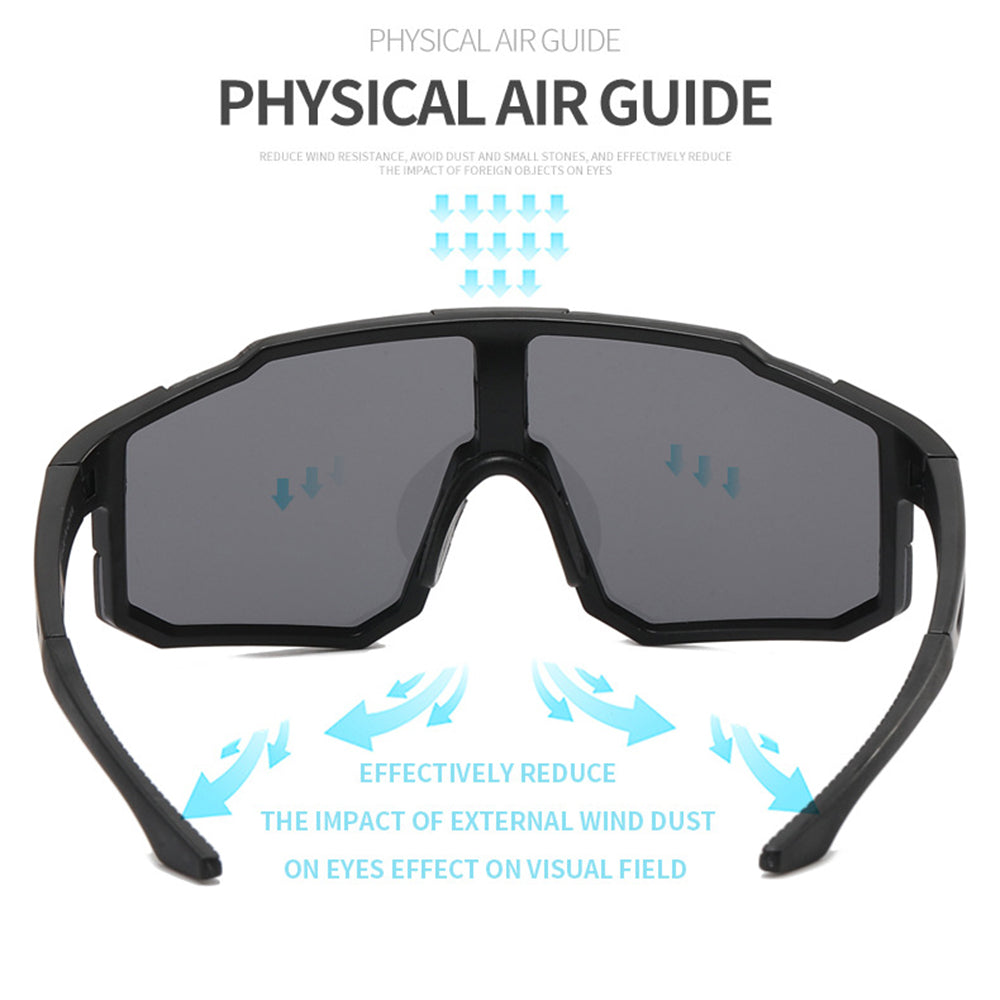 Techsuit - Bike Glasses (9337) - for Cycling, Sport Outdoor Activities, with UV Protection, PC Frame, Unisex - Black / S