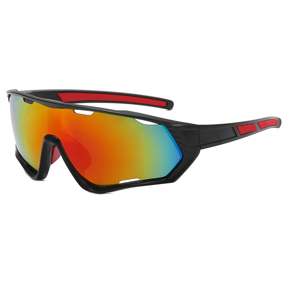 Techsuit - Bike Glasses (9330) - for Cycling, Sport Outdoor Activities, PC Frame and Lens, Unisex - Black / Red / Orange