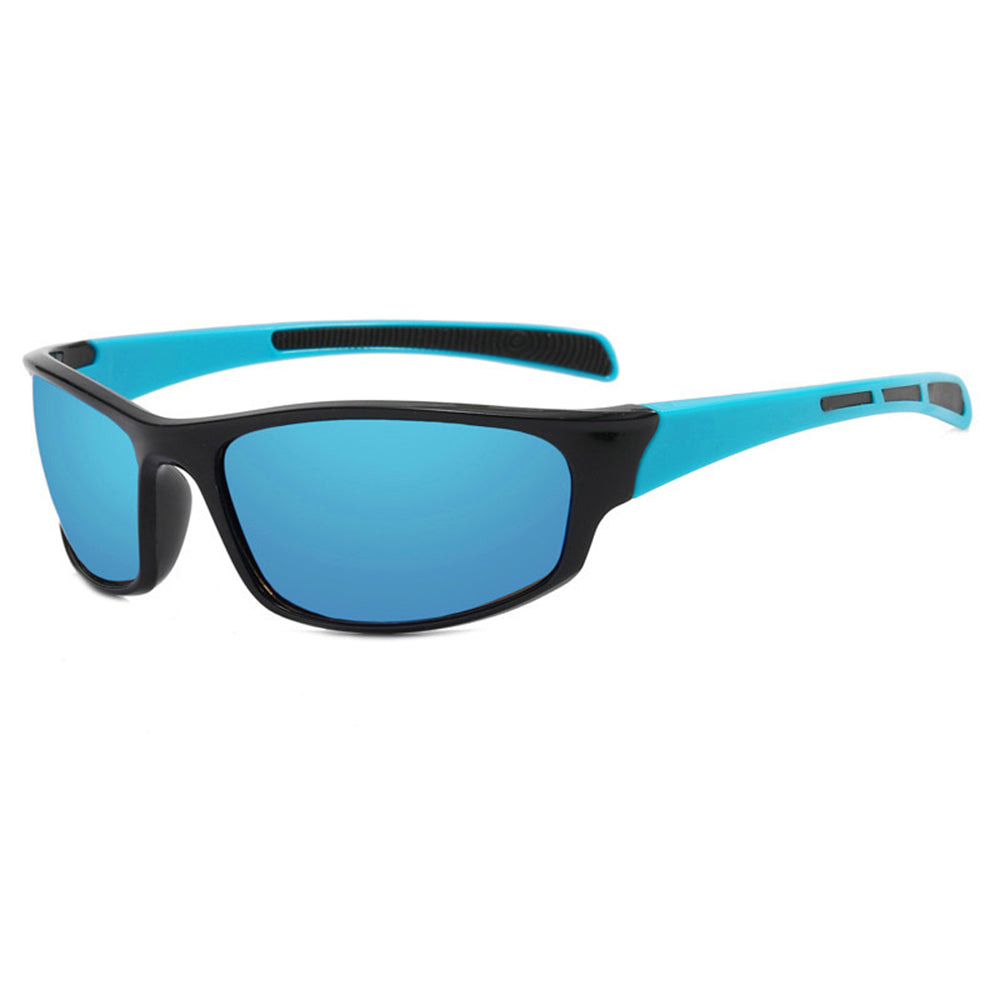 Techsuit - Bike Glasses (9937) - for Cycling, Sport Outdoor Activities, PC, Rectangular Shape, Unisex - Black / Blue