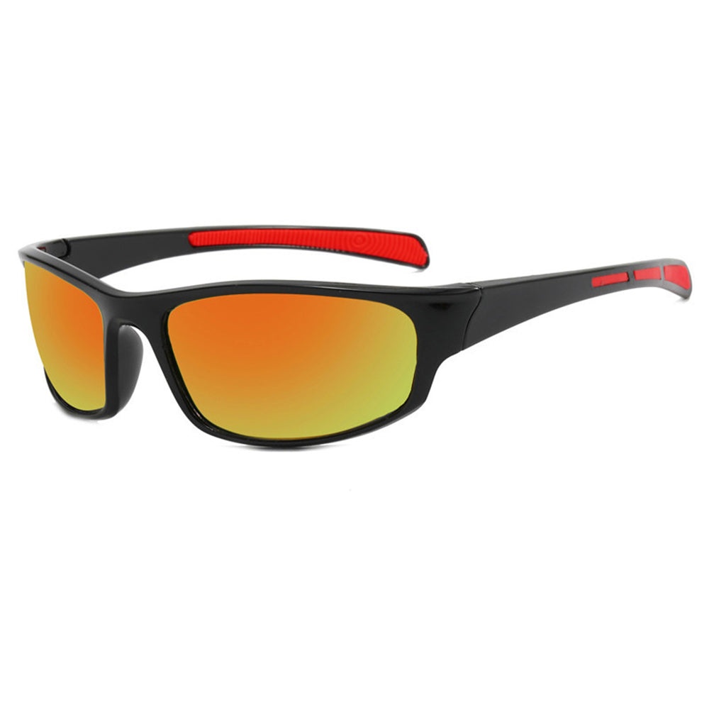 Techsuit - Bike Glasses (9937) - for Cycling, Sport Outdoor Activities, PC, Rectangular Shape, Unisex - Black / Orange