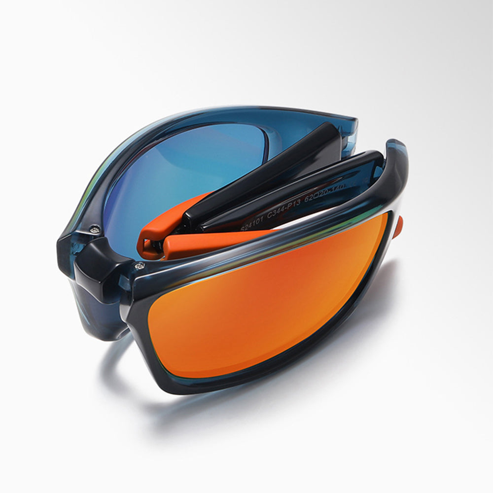 Techsuit - Bike Glasses (24101) - for Cycling and Sport Outdoor Activities, Polarized, Unisex - Gun / Blue