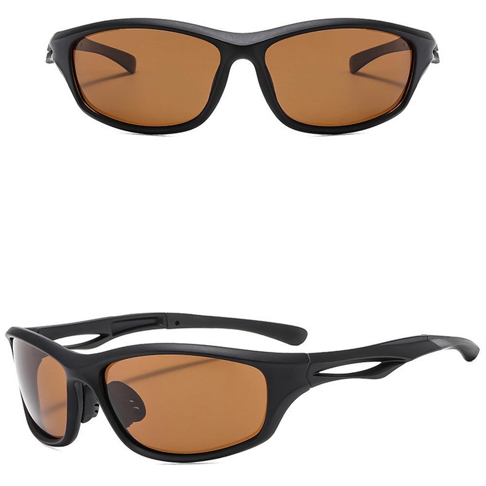 Techsuit - Bike Glasses (9309) - for Cycling and Sport Outdoor Activities, Polarized, PC Frame, Unisex - Black / Tea
