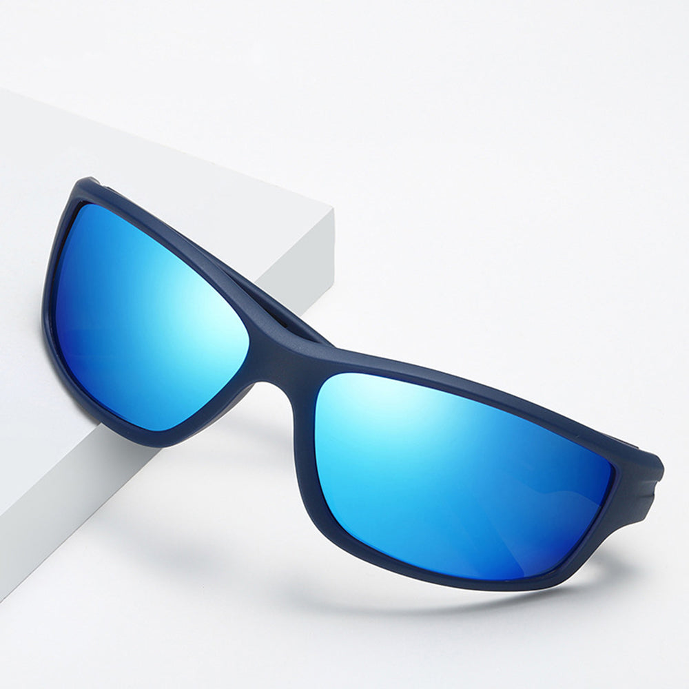 Techsuit - Bike Glasses (201910) - for Cycling and Sport Outdoor Activities, Polarized, Rectangular, Unisex - Black
