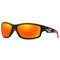 Techsuit - Bike Glasses (201910) - for Cycling and Sport Outdoor Activities, Polarized, Rectangular, Unisex - Black / Re
