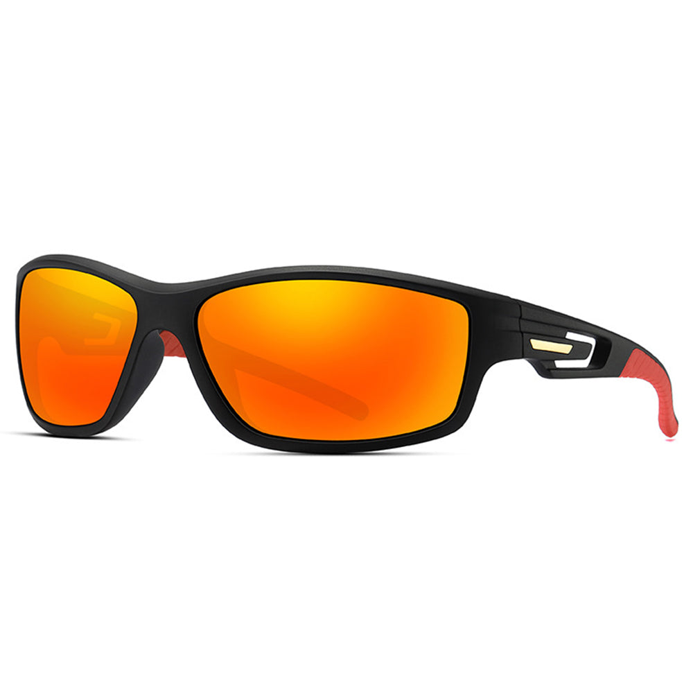 Techsuit - Bike Glasses (201910) - for Cycling and Sport Outdoor Activities, Polarized, Rectangular, Unisex - Black / Re