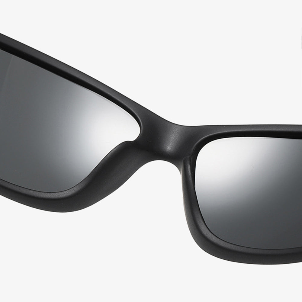 Techsuit - Bike Glasses (201910) - for Cycling and Sport Outdoor Activities, Polarized, Rectangular, Unisex - Black / Re
