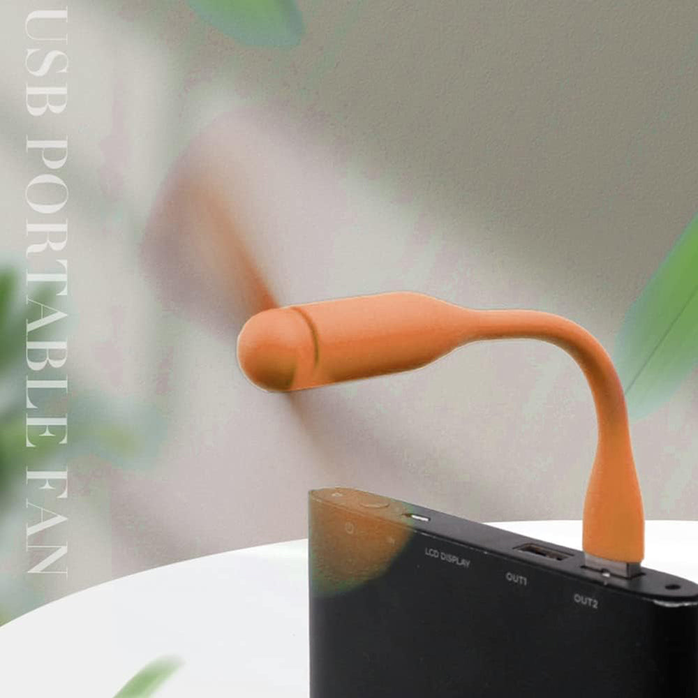 Techsuit - Mini USB Fan (TUF1) - Portable, Flexible, Bendable, 5V - Orange