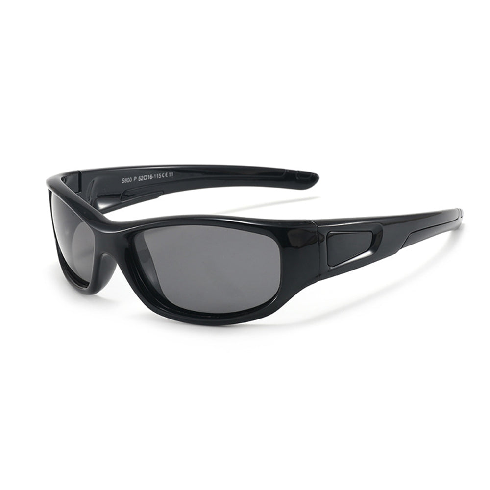 Techsuit - Sunglasses Polarised (800-C11) - for Kids, Sport Type, Flexible - Bright Black