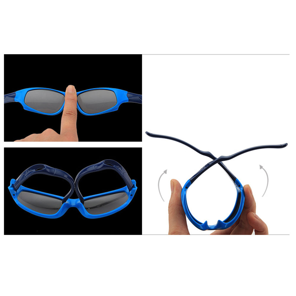 Techsuit - Sunglasses Polarised (800-C11) - for Kids, Sport Type, Flexible - Bright Black