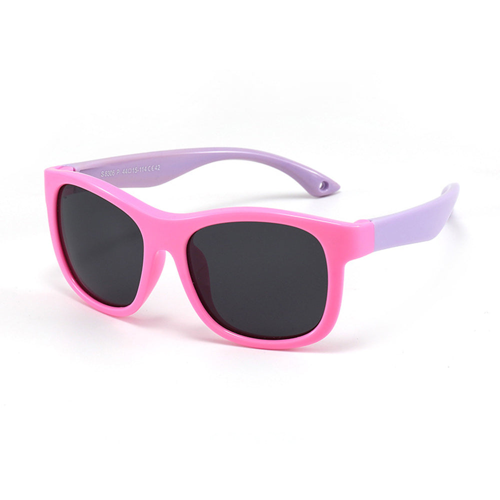 Techsuit - Sunglasses Polarised (8306-C42) - for Babies, Square Shape, with Strap - Pink / Purple