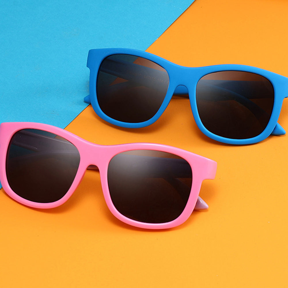 Techsuit - Sunglasses Polarised (8306-C14) - for Babies, Square Shape, with Strap - Black / Red
