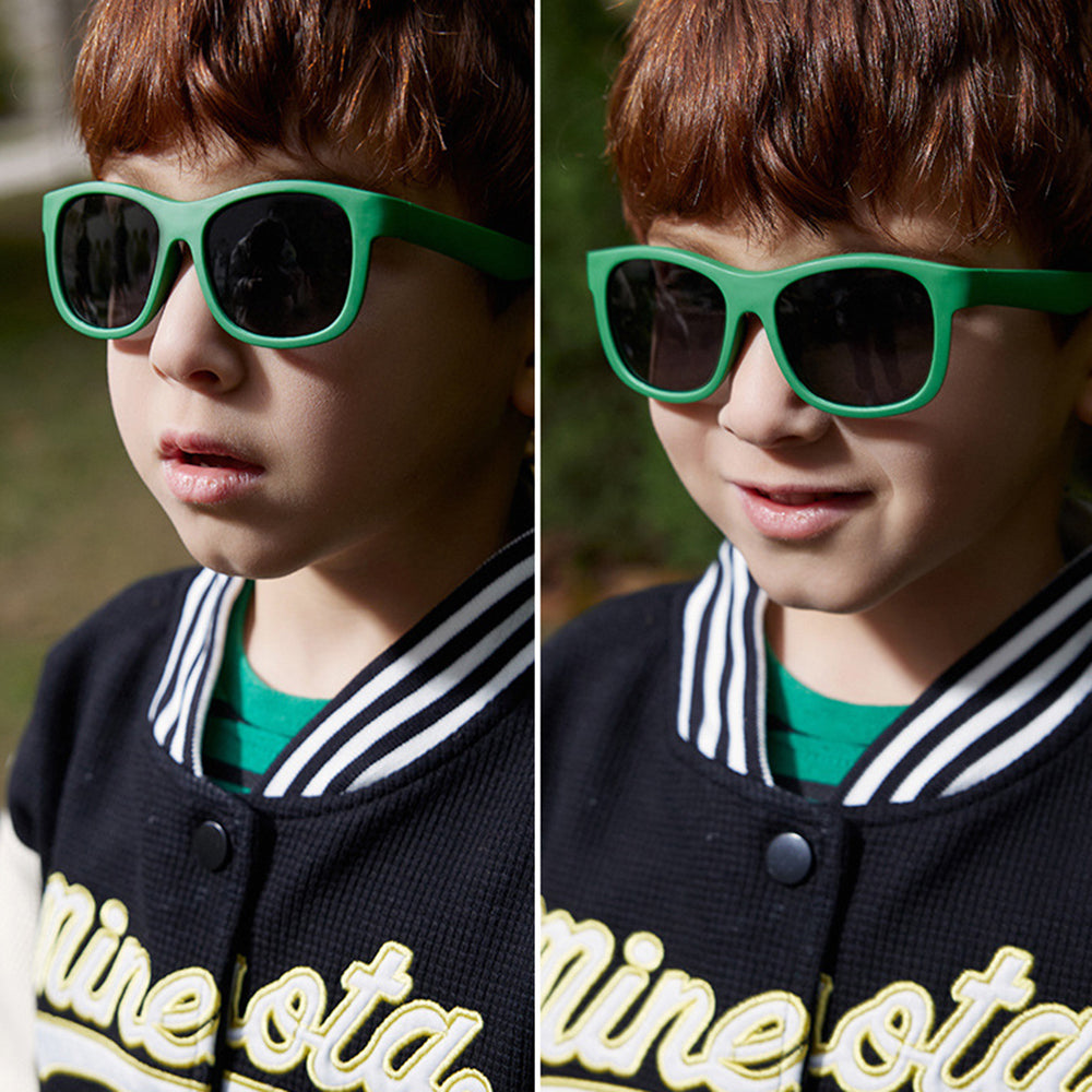 Techsuit - Sunglasses Polarised (8306-C14) - for Babies, Square Shape, with Strap - Black / Red