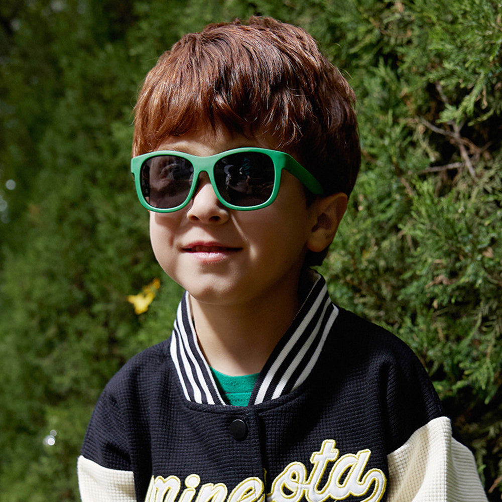 Techsuit - Sunglasses Polarised (8306-C14) - for Babies, Square Shape, with Strap - Black / Red