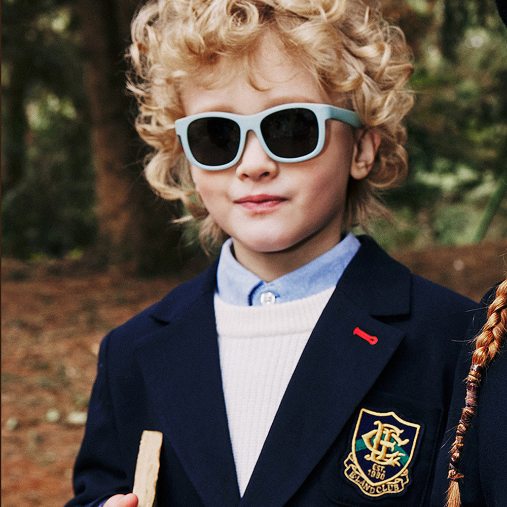 Techsuit - Sunglasses Polarised (8306-C14) - for Babies, Square Shape, with Strap - Black / Red
