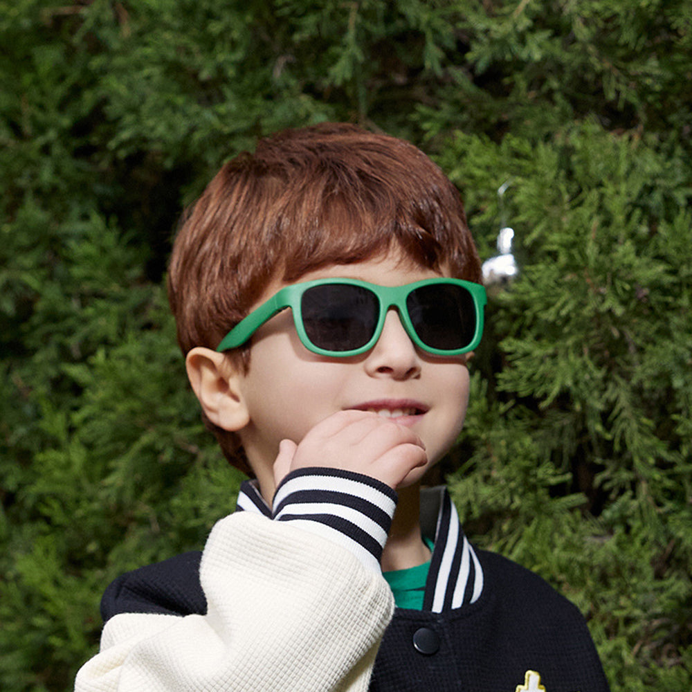 Techsuit - Sunglasses Polarised (8306-C14) - for Babies, Square Shape, with Strap - Black / Red