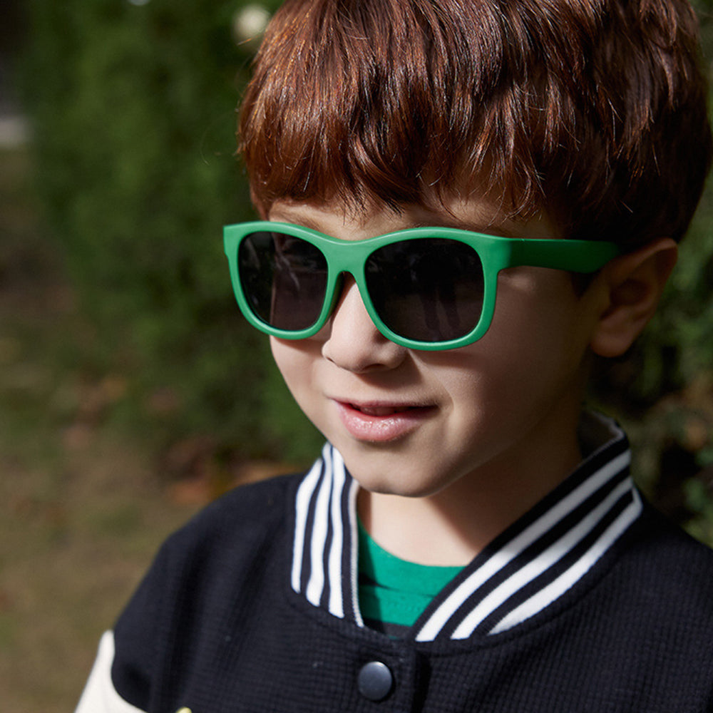 Techsuit - Sunglasses Polarised (8306-C14) - for Babies, Square Shape, with Strap - Black / Red