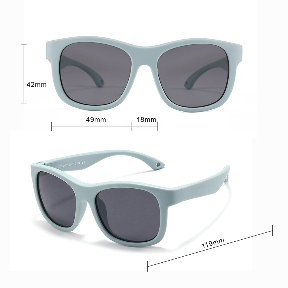 Techsuit - Sunglasses Polarised (8306-C14) - for Babies, Square Shape, with Strap - Black / Red
